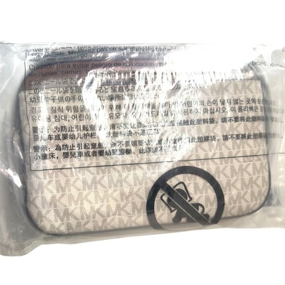 Michael Kors Logo Womens Tan Vanilla Brown Jet Set Large Logo Crossbody Bag New - Picture 7 of 8